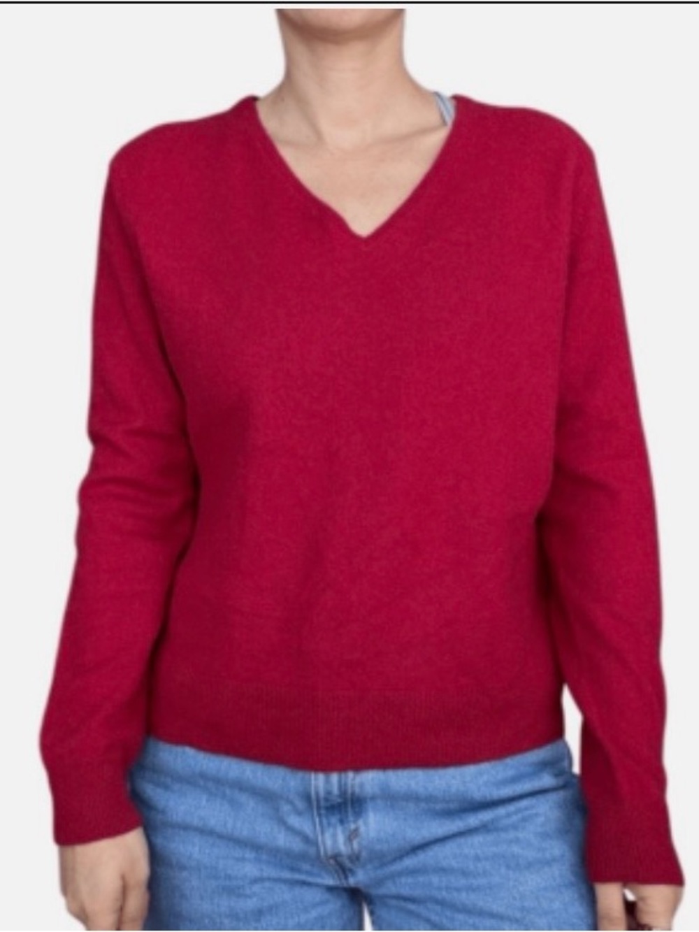 Apt 9 100% Cashmere Sweater Women Medium Red V Neck Long Sleeve Soft Knit